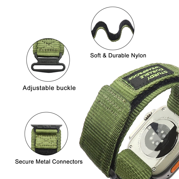 For Apple Watch Series 9 45mm AW Nylon Two-Section Watch Band(Army Green)