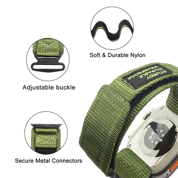 For Apple Watch Series 9 45mm AW Nylon Two-Section Watch Band(Army Green)
