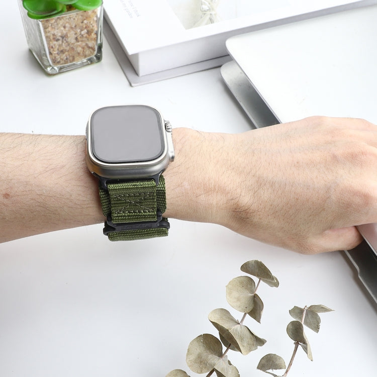 For Apple Watch Series 9 45mm AW Nylon Two-Section Watch Band(Army Green)