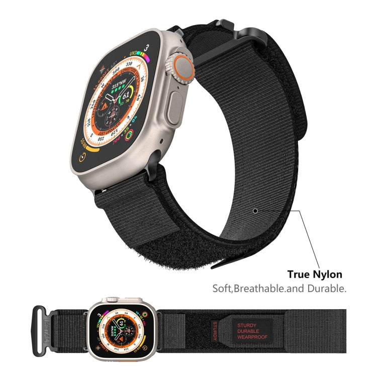 For Apple Watch Series 9 45mm AW Nylon Two-Section Watch Band(Black)