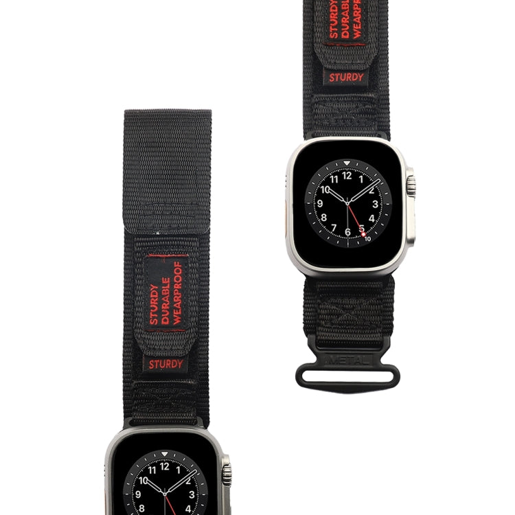 For Apple Watch Series 9 45mm AW Nylon Two-Section Watch Band(Black)