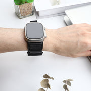 For Apple Watch Series 9 45mm AW Nylon Two-Section Watch Band(Black)