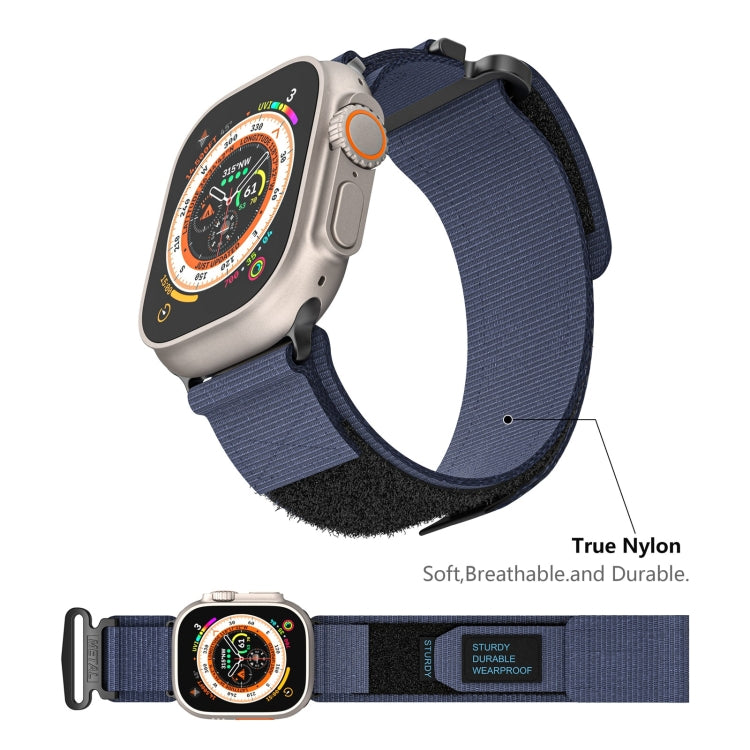 For Apple Watch SE 2023 44mm AW Nylon Two-Section Watch Band(Blue)
