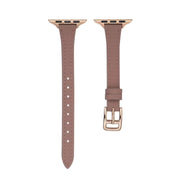 For Apple Watch 9 41mm T-shaped Slim Genuine Leather Watch Band(Light Brown)