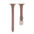 For Apple Watch 9 45mm T-shaped Slim Genuine Leather Watch Band(Light Brown) - Watch Bands by PMC TechLife | Online Shopping South Africa | PMC TechLife
