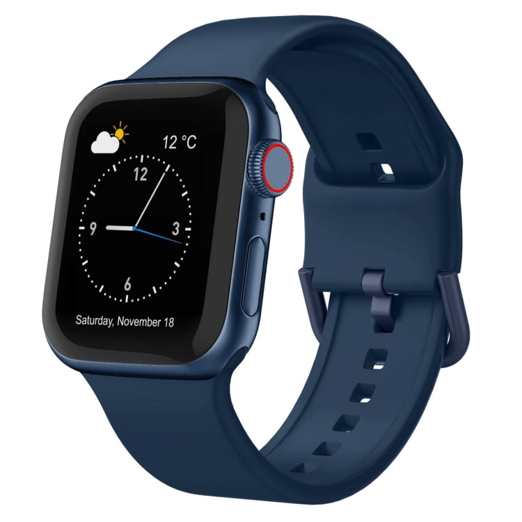 For Apple Watch Series 9 41mm Pin Buckle Silicone Watch Band(Abyss Blue)