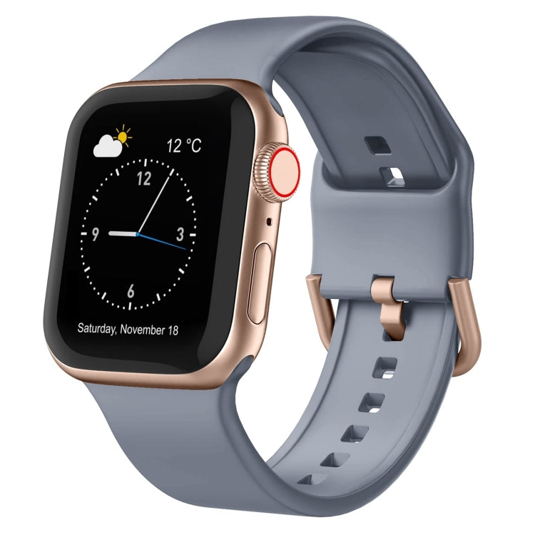 For Apple Watch Series 9 41mm Pin Buckle Silicone Watch Band(Blue Grey)
