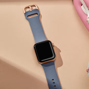 For Apple Watch Series 9 41mm Pin Buckle Silicone Watch Band(Blue Grey)