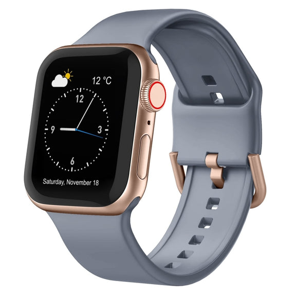 For Apple Watch Series 9 41mm Pin Buckle Silicone Watch Band(Blue Grey)