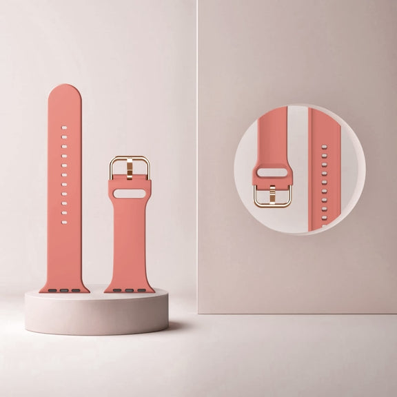 For Apple Watch Series 9 41mm Pin Buckle Silicone Watch Band(Coral)