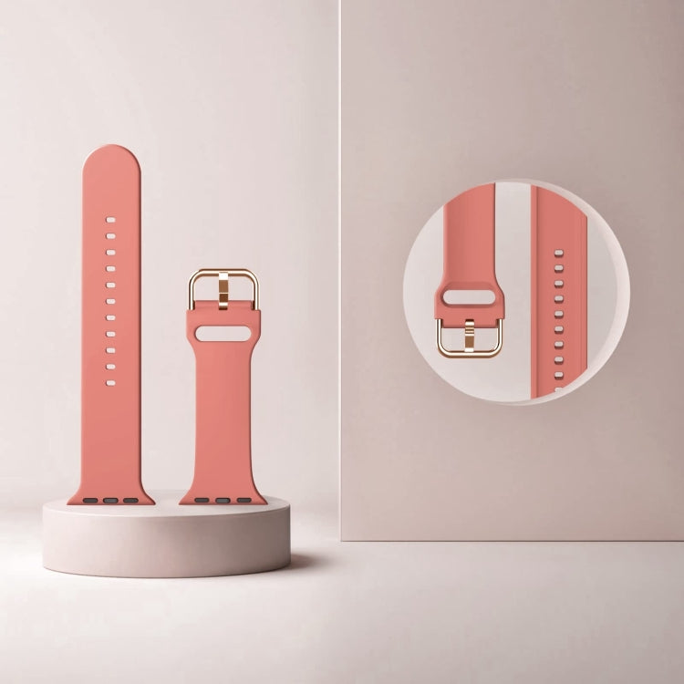 For Apple Watch Series 9 41mm Pin Buckle Silicone Watch Band(Coral)