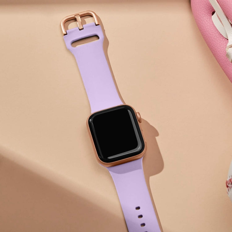 For Apple Watch Series 9 41mm Pin Buckle Silicone Watch Band(Lavender)