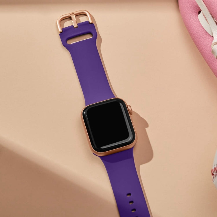 For Apple Watch Series 9 45mm Pin Buckle Silicone Watch Band(Purple)