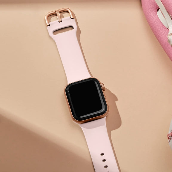 For Apple Watch Series 9 45mm Pin Buckle Silicone Watch Band(Pink Sand)