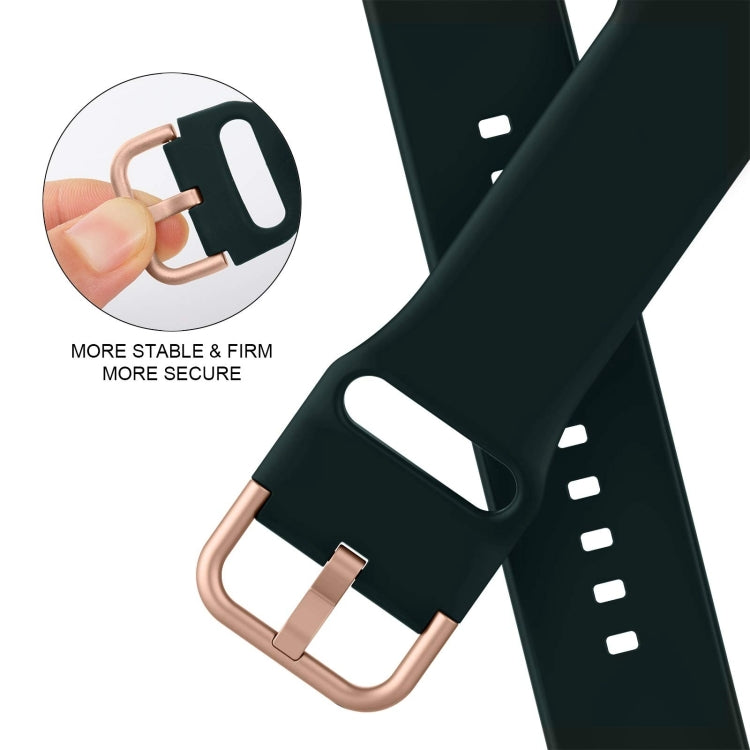 For Apple Watch Series 9 45mm Pin Buckle Silicone Watch Band(Dark Green)