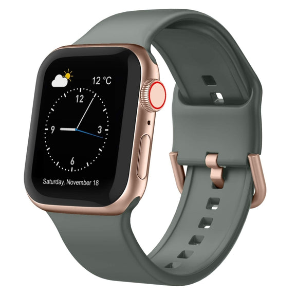For Apple Watch SE 2023 44mm Pin Buckle Silicone Watch Band(Olive)