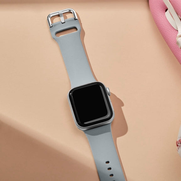 For Apple Watch SE 2023 44mm Pin Buckle Silicone Watch Band(Light Grey)