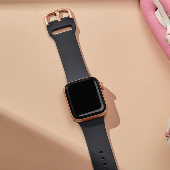 For Apple Watch SE 2023 44mm Pin Buckle Silicone Watch Band(Dark Grey)