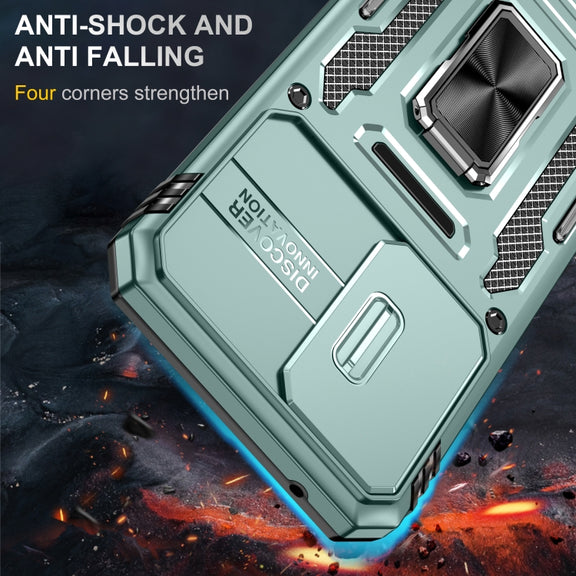 For Samsung Galaxy A54 Armor PC + TPU Camera Shield Phone Case(Alpine Green)