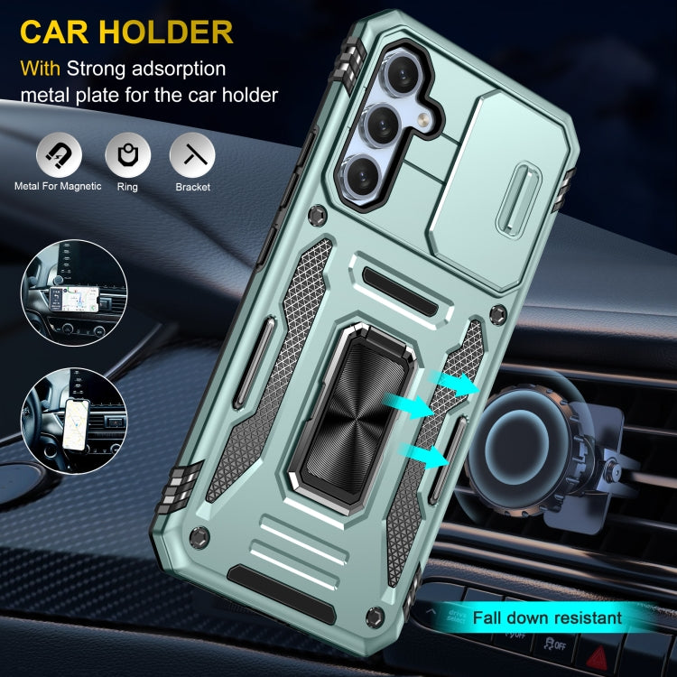 For Samsung Galaxy A54 Armor PC + TPU Camera Shield Phone Case(Alpine Green)