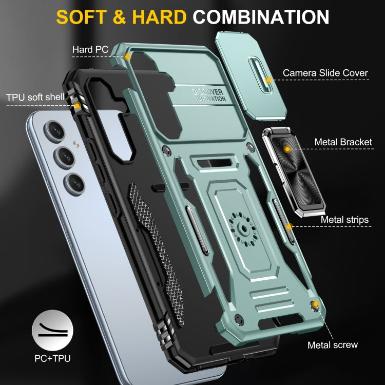 For Samsung Galaxy A54 Armor PC + TPU Camera Shield Phone Case(Alpine Green)