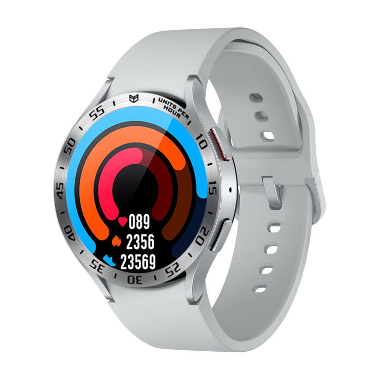 For Samsung Galaxy Watch6 Classic 47mm A Style Smart Watch Steel Ring Protective Frame(Silver)