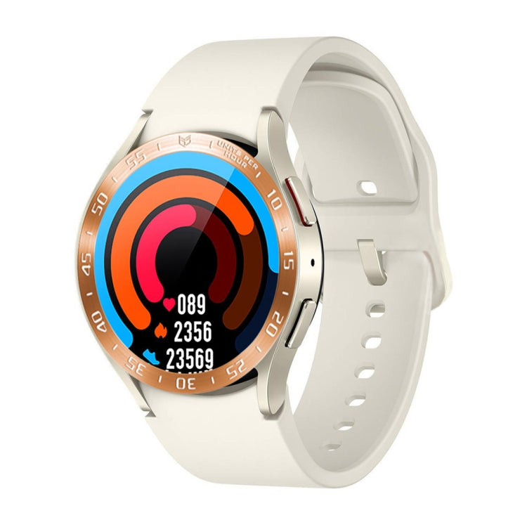 For Samsung Galaxy Watch6 Classic 47mm A Style Smart Watch Steel Ring Protective Frame(Rose Gold)