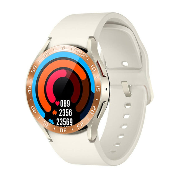 For Samsung Galaxy Watch6 Classic 47mm A Style Smart Watch Steel Ring Protective Frame(Rose Gold)