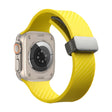 For Apple Watch 6 40mm Carbon Fiber Pattern Magnetic Buckle Silicone Watch Band(Yellow) - Watch Bands by PMC TechLife | Online Shopping South Africa | PMC TechLife