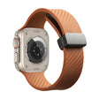 For Apple Watch 38mm Carbon Fiber Pattern Magnetic Buckle Silicone Watch Band(Brown) - Watch Bands by PMC TechLife | Online Shopping South Africa | PMC TechLife