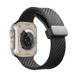 For Apple Watch 38mm Carbon Fiber Pattern Magnetic Buckle Silicone Watch Band(Black) - Watch Bands by PMC TechLife | Online Shopping South Africa | PMC TechLife