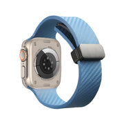 For Apple Watch 38mm Carbon Fiber Pattern Magnetic Buckle Silicone Watch Band(Blue)