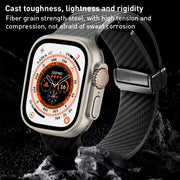 For Apple Watch 3 42mm Carbon Fiber Pattern Magnetic Buckle Silicone Watch Band(Grey)
