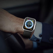 For Apple Watch 9 45mm Carbon Fiber Pattern Magnetic Buckle Silicone Watch Band(Black)