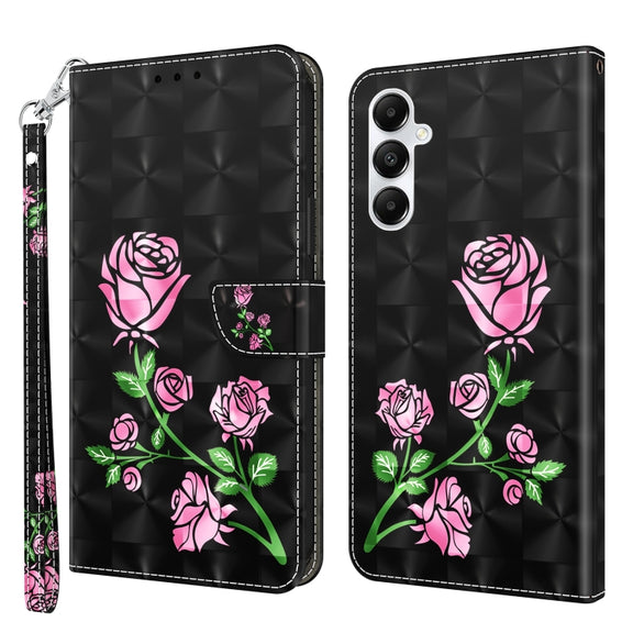For Samsung Galaxy A05s 3D Painted Leather Phone Case(Rose)