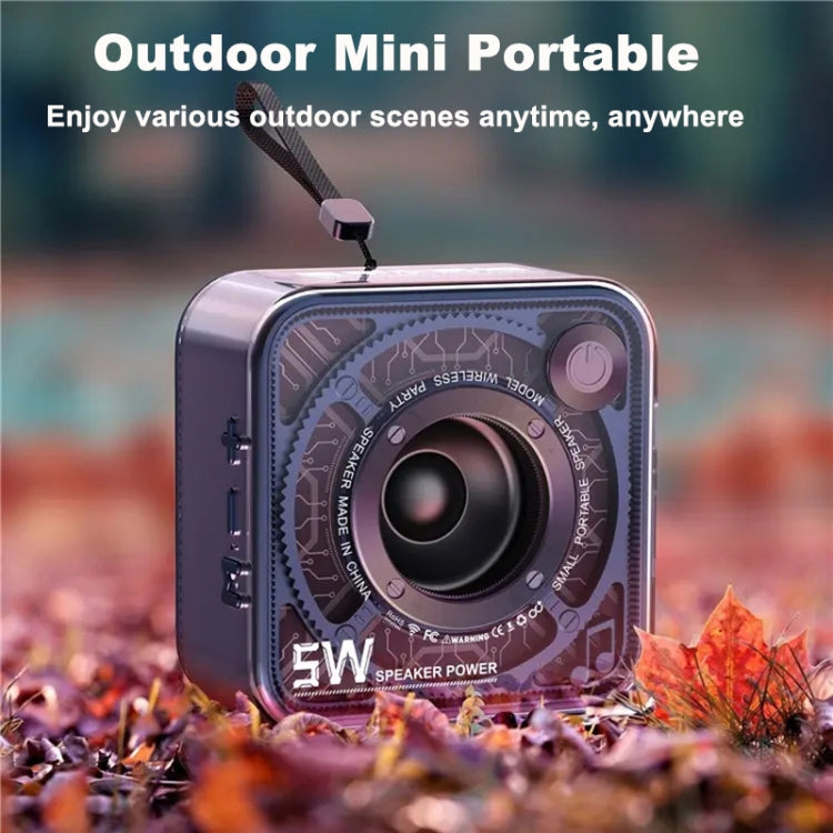T&G DW12 Portable Mini Wireless Bluetooth Speaker Transparent Subwoofer Support TF Card(Green)