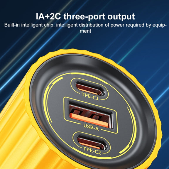 WK WP-U01 Mecha Series Energy Bar 65W Gallium Nitride Dual USB-C / Type-C + USB Charger, CN Plug(Yellow)