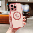 For iPhone 12 Pro Electroplate Side Roses Flower MagSafe Phone Case(Pink) - iPhone 12 / 12 Pro Cases by PMC TechLife | Online Shopping South Africa | PMC TechLife | Buy Now Pay Later Mobicred