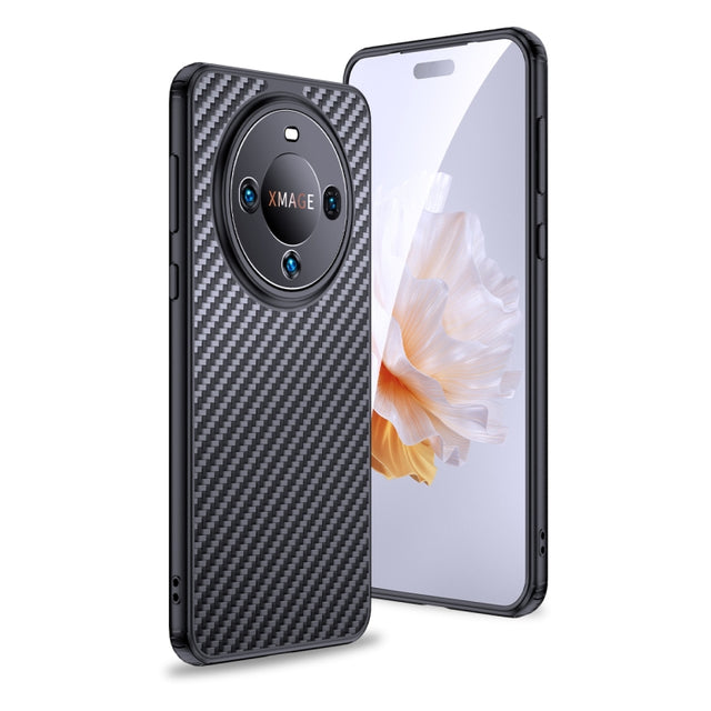 For Huawei Mate 60 Pro wlons Magsafe Carbon Fiber Kevlar TPU Phone Case(Black)
