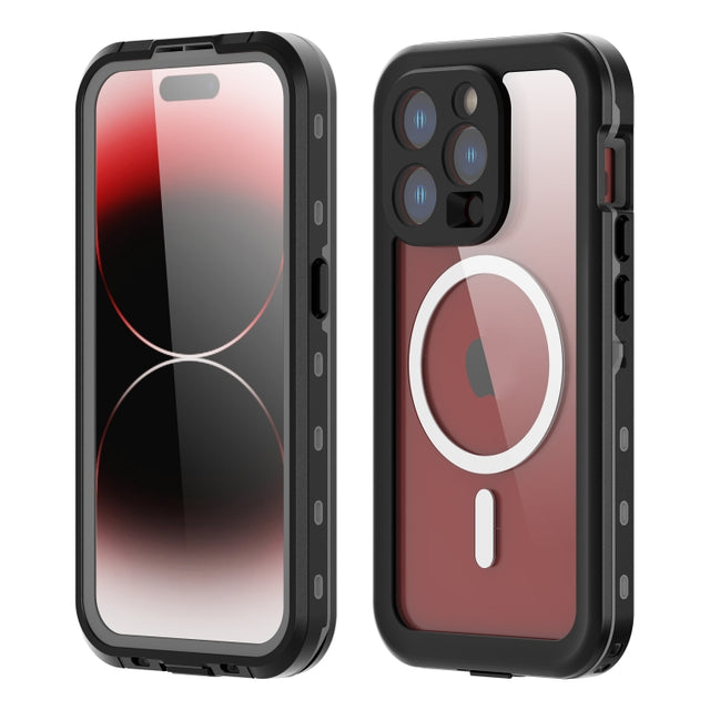For iPhone 15 Pro Max RedPepper IP68 Water-resistant MagSafe Phone Case(Black)