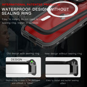 For iPhone 15 Pro RedPepper IP68 Water-resistant MagSafe Phone Case(Black)