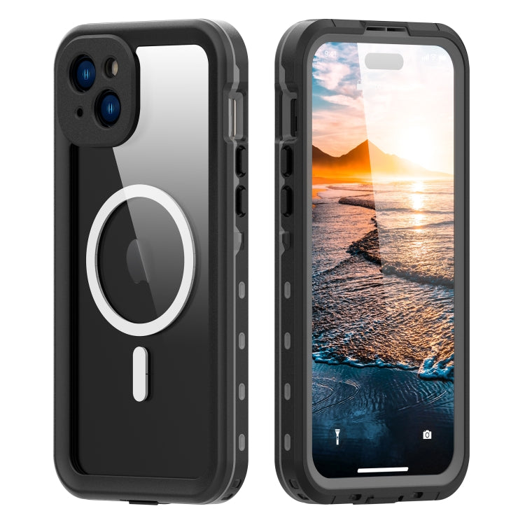 For iPhone 15 Plus RedPepper IP68 Water-resistant MagSafe Phone Case(Black)