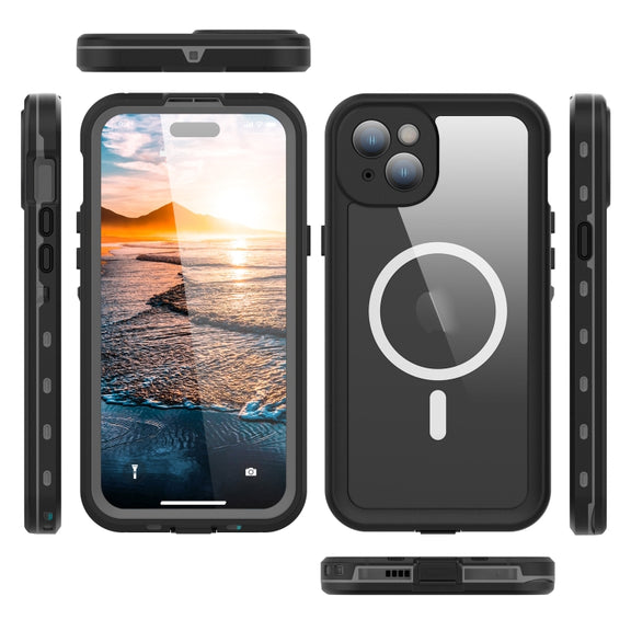 For iPhone 15 RedPepper IP68 Water-resistant MagSafe Phone Case(Black)