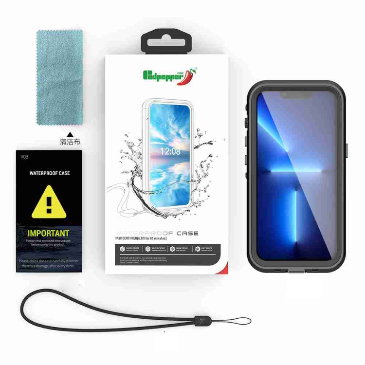 For iPhone 15 Pro RedPepper IP68 Water-resistant MagSafe Phone Case(Black)
