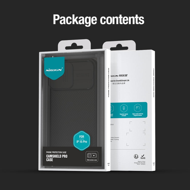 For iPhone 15 Pro NILLKIN CamShield Pro PC Phone Case(Black)