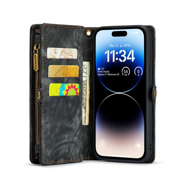 For iPhone 15 Pro Max CaseMe 008 Detachable Multifunctional Leather Phone Case(Black)