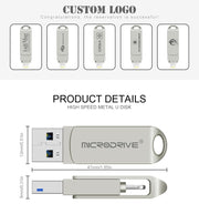 MicroDrive 2 In 1  8 Pin + USB 2.0 Portable Metal USB Flash Disk, Capacity:128GB(Silver)