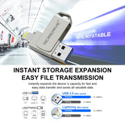 MicroDrive 2 In 1  8 Pin + USB 2.0 Portable Metal USB Flash Disk, Capacity:128GB(Silver)