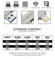 MicroDrive 2 In 1  8 Pin + USB 2.0 Portable Metal USB Flash Disk, Capacity:128GB(Silver)
