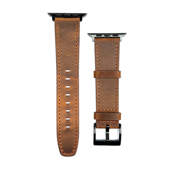 For Apple Watch 9 41mm Retro Texture Leather Watch Band(Brown)